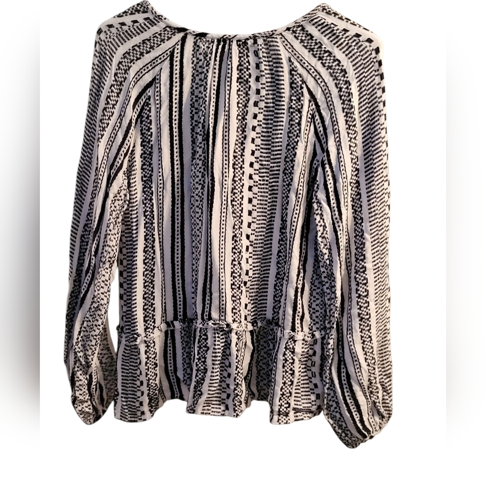Keep in Touch Black & White Striped Women's Top, Size Small - Picture 3 of 4